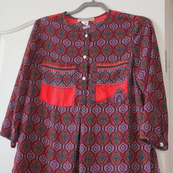 Anthropologie Figueroa & Flower Boho Flowy Crepe Mandala Tapestry Dress M - Picture 5 of 7